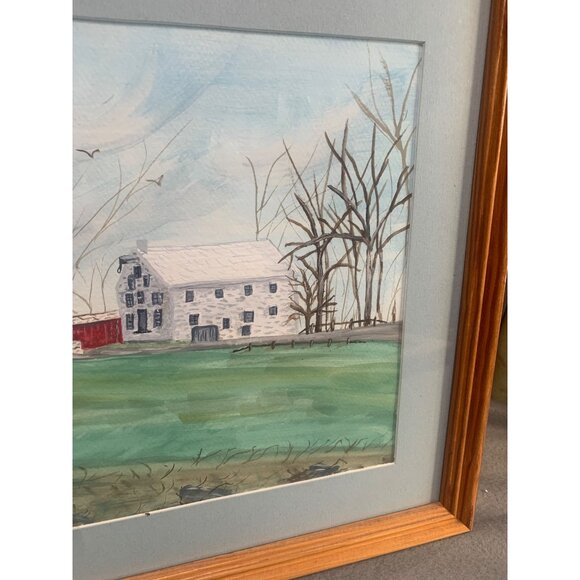 Original Watercolor Painting Rissers Mill Signed by Anna Ruth Enders Frame Wall - Picture 6 of 10